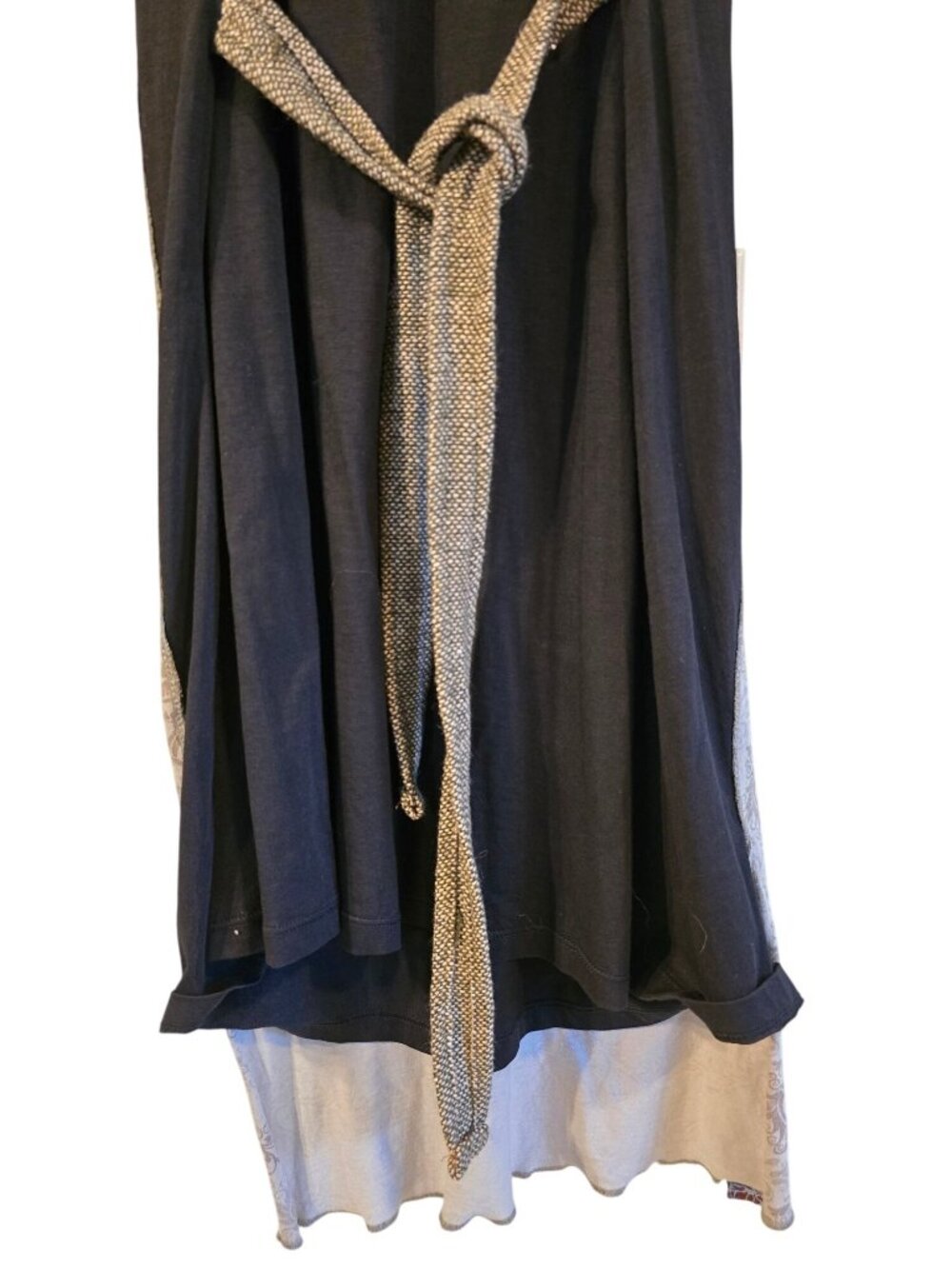 Ian Mosh Mixed Material Fitted Maxi Hi-Low Tieback Dress, Sz Small - Picture 7 of 9